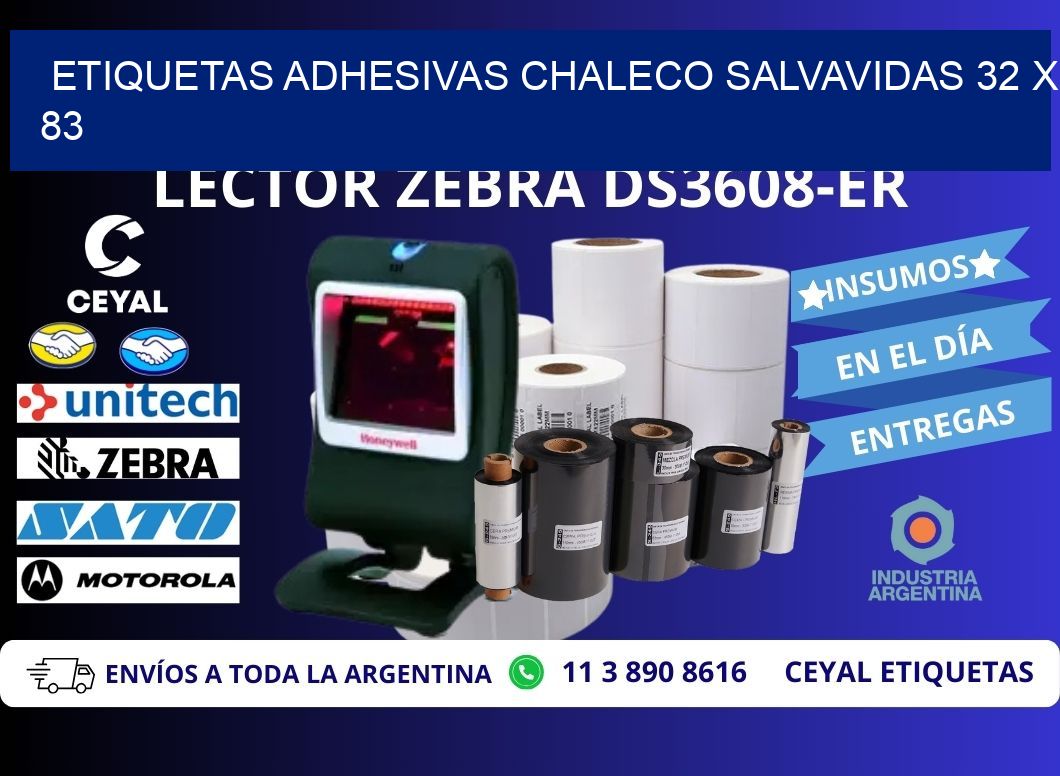 ETIQUETAS ADHESIVAS CHALECO SALVAVIDAS 32 x 83