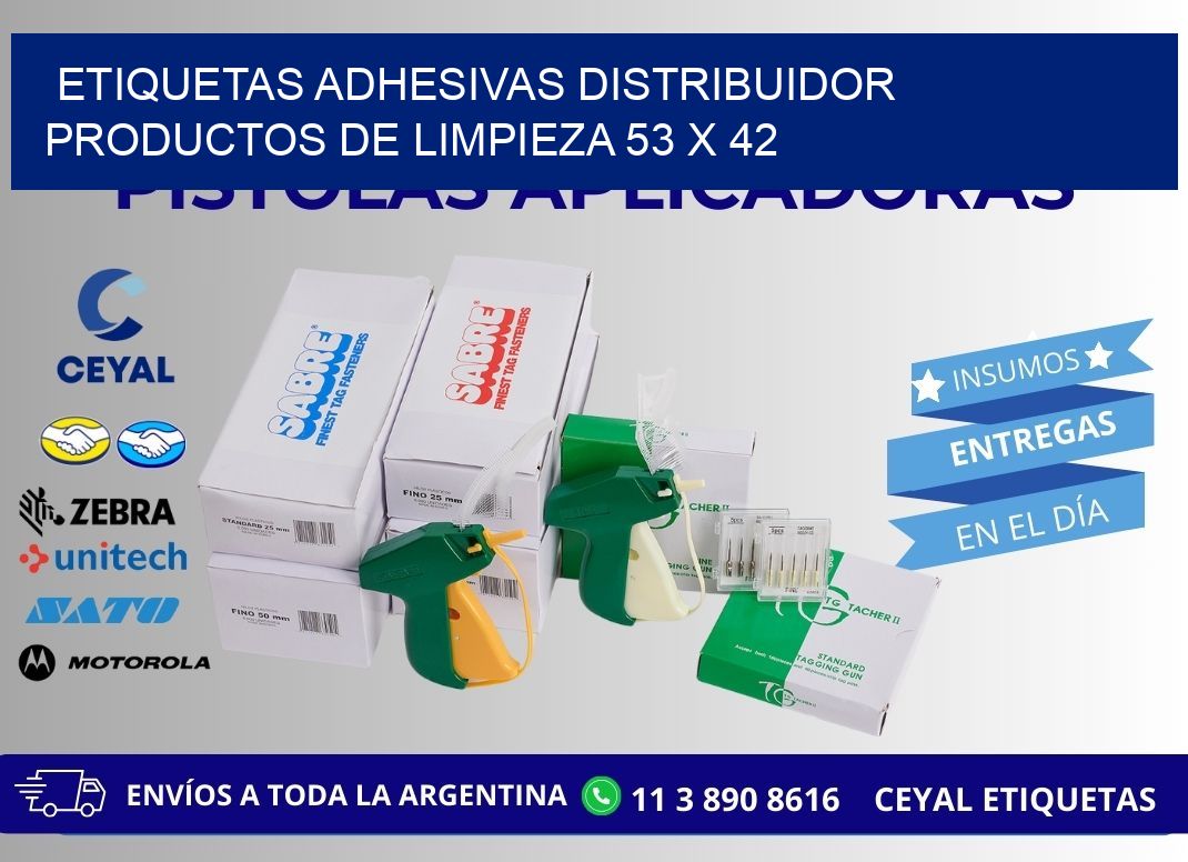 ETIQUETAS ADHESIVAS DISTRIBUIDOR PRODUCTOS DE LIMPIEZA 53 x 42