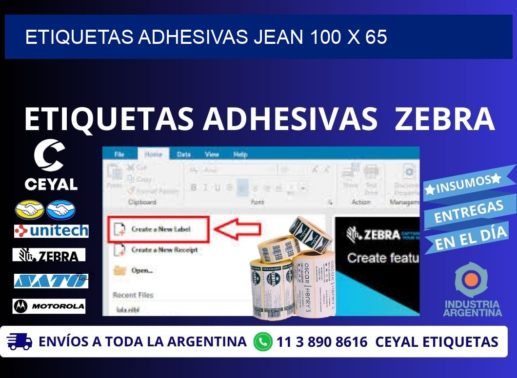 ETIQUETAS ADHESIVAS JEAN 100 x 65