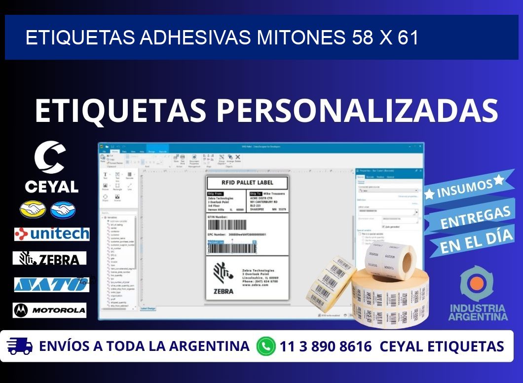 ETIQUETAS ADHESIVAS MITONES 58 x 61