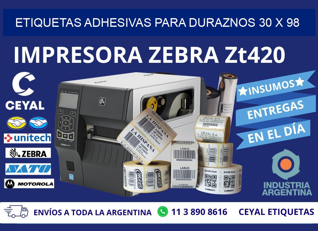 ETIQUETAS ADHESIVAS PARA DURAZNOS 30 x 98