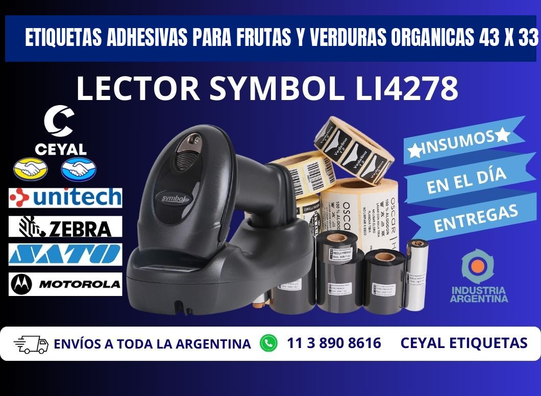 ETIQUETAS ADHESIVAS PARA FRUTAS Y VERDURAS ORGANICAS 43 x 33