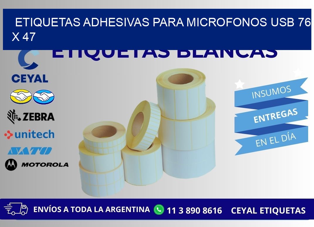 ETIQUETAS ADHESIVAS PARA MICROFONOS USB 76 x 47