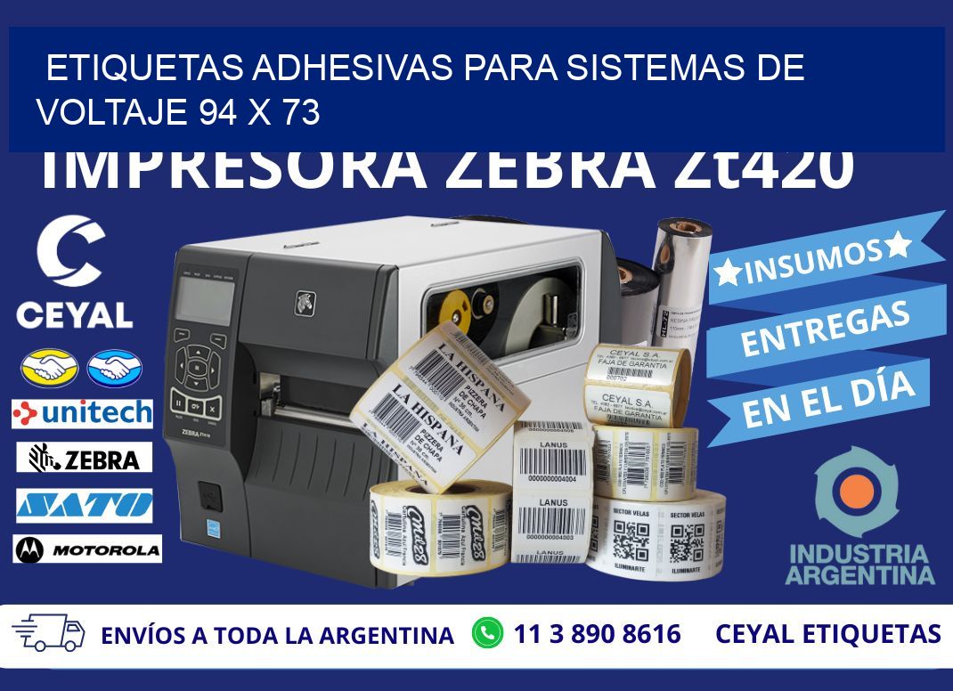 ETIQUETAS ADHESIVAS PARA SISTEMAS DE VOLTAJE 94 x 73