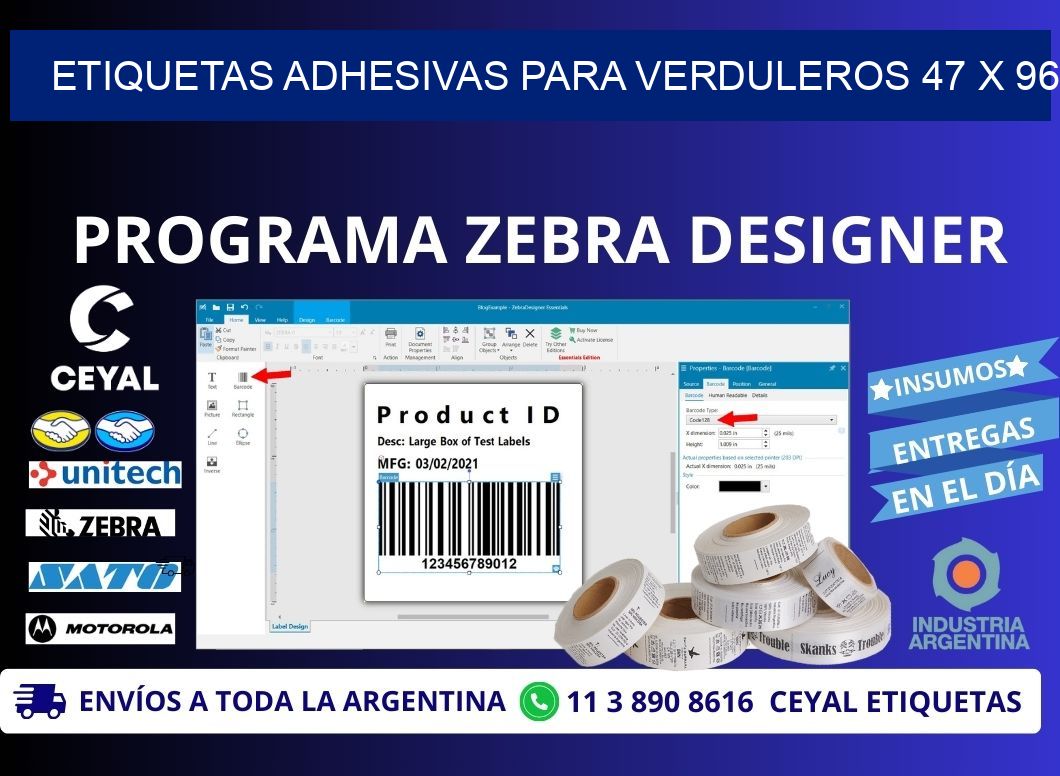 ETIQUETAS ADHESIVAS PARA VERDULEROS 47 x 96