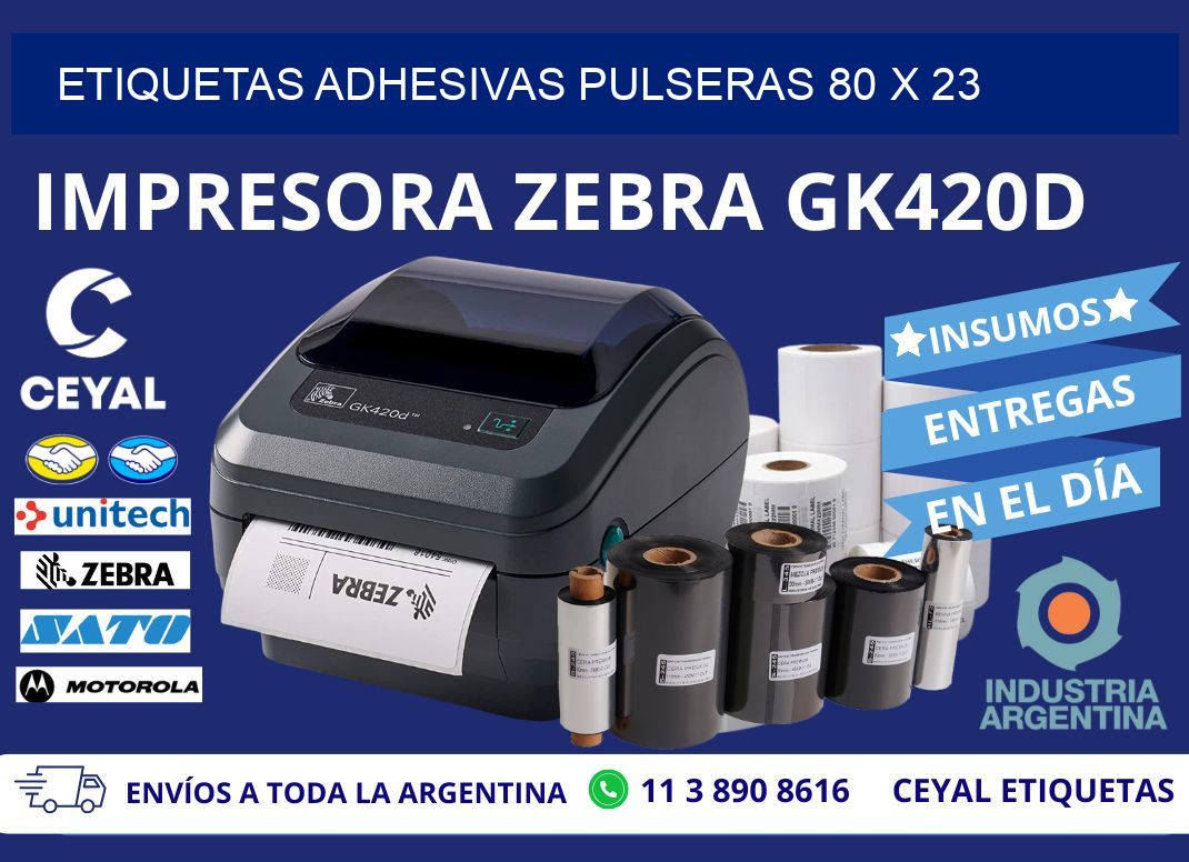 ETIQUETAS ADHESIVAS PULSERAS 80 x 23