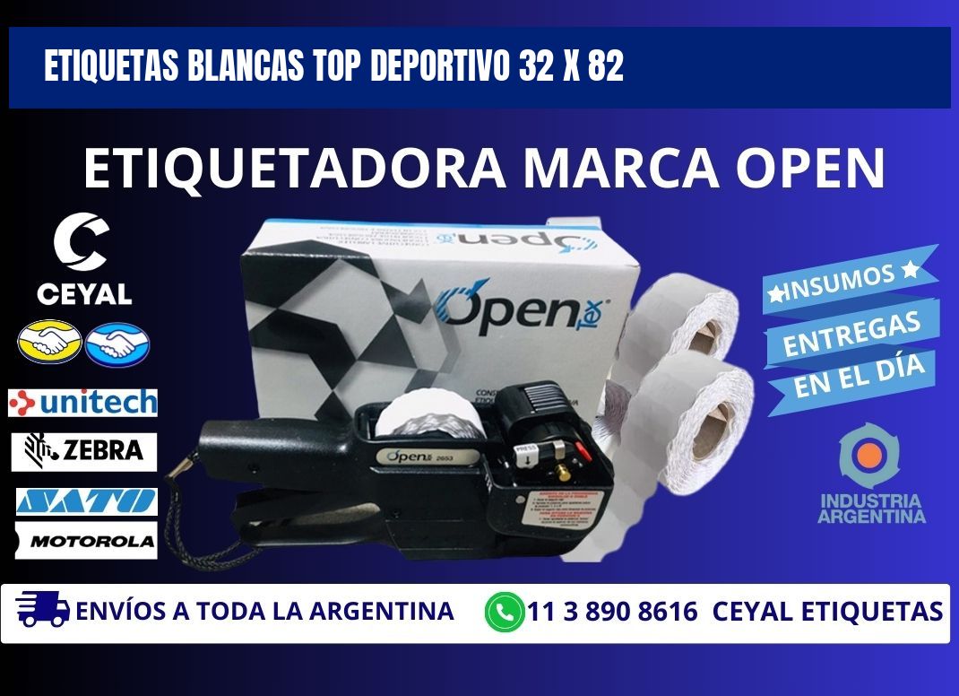 ETIQUETAS BLANCAS TOP DEPORTIVO 32 x 82