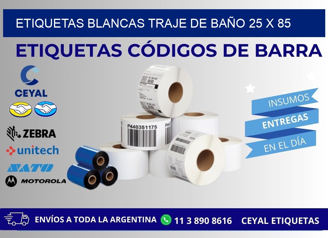 ETIQUETAS BLANCAS TRAJE DE BAÑO 25 x 85