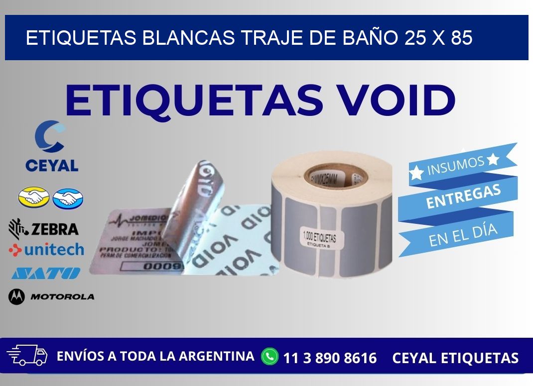 ETIQUETAS BLANCAS TRAJE DE BAÑO 25 x 85