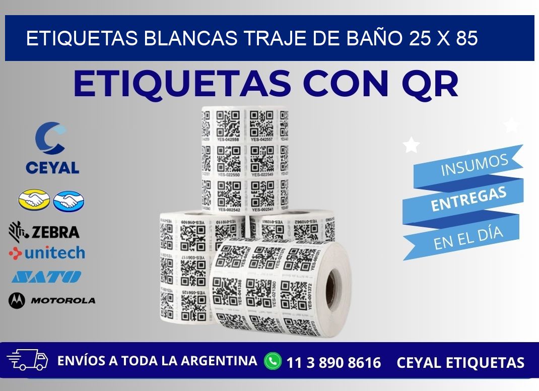 ETIQUETAS BLANCAS TRAJE DE BAÑO 25 x 85