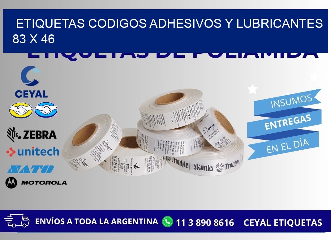 ETIQUETAS CODIGOS ADHESIVOS Y LUBRICANTES 83 x 46