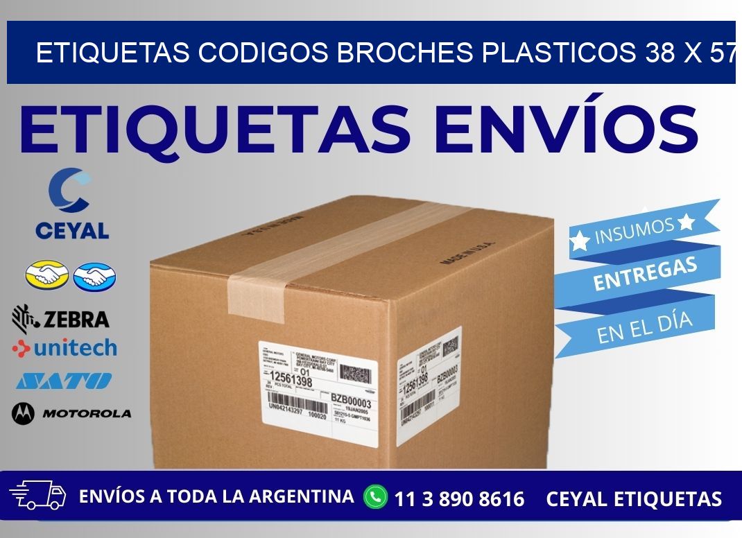 ETIQUETAS CODIGOS BROCHES PLASTICOS 38 x 57