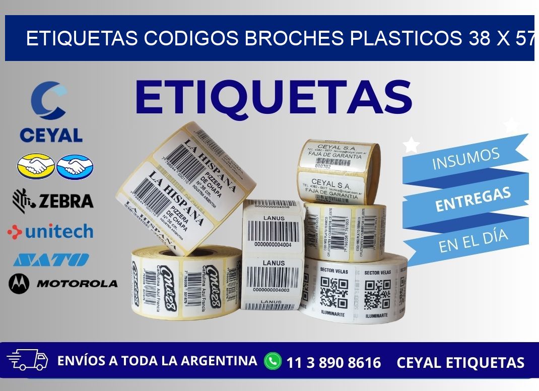 ETIQUETAS CODIGOS BROCHES PLASTICOS 38 x 57