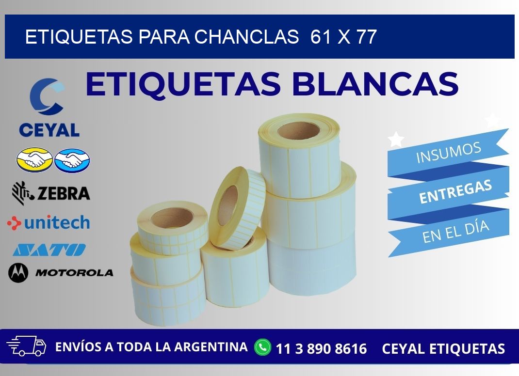 ETIQUETAS PARA CHANCLAS  61 x 77