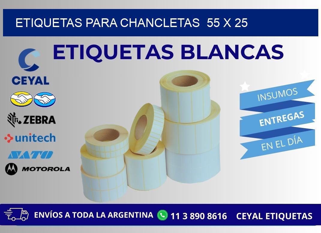 ETIQUETAS PARA CHANCLETAS  55 x 25