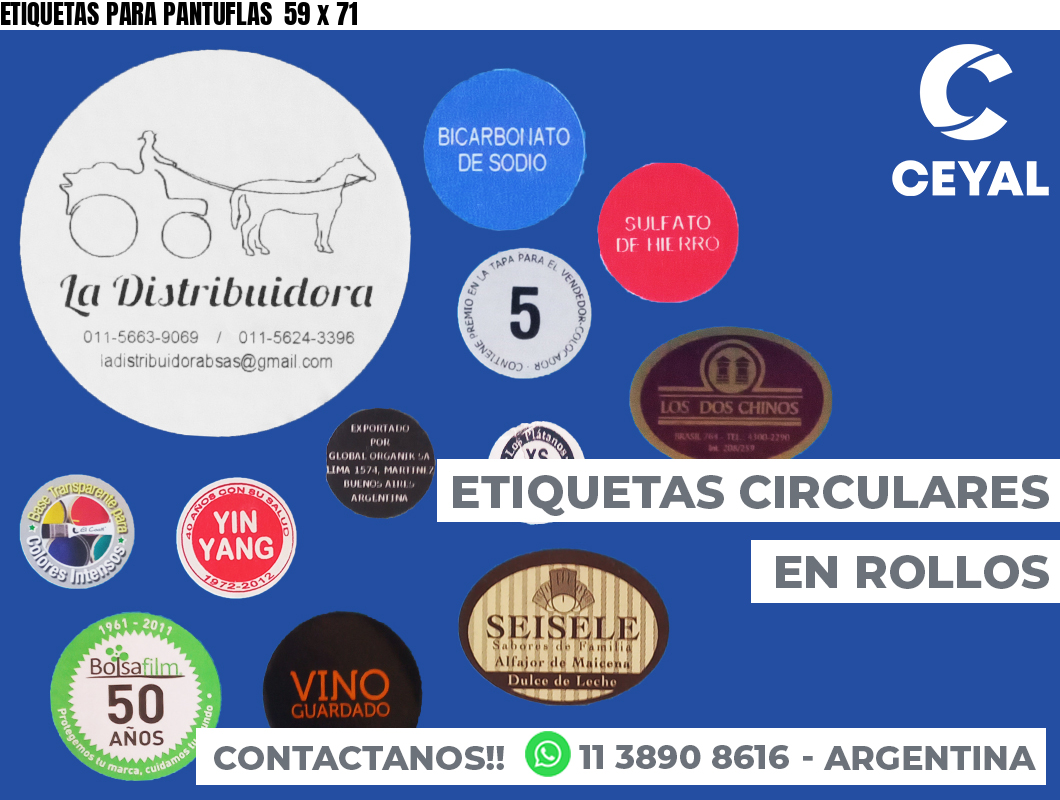 ETIQUETAS PARA PANTUFLAS  59 x 71