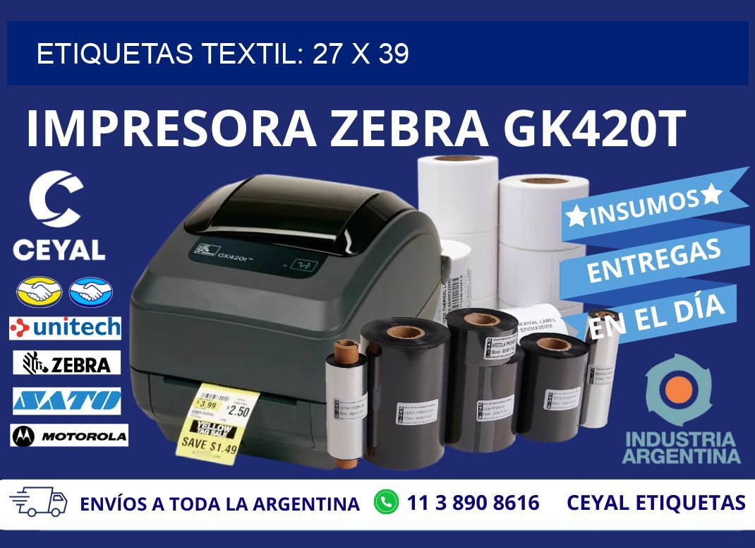 ETIQUETAS TEXTIL: 27 x 39