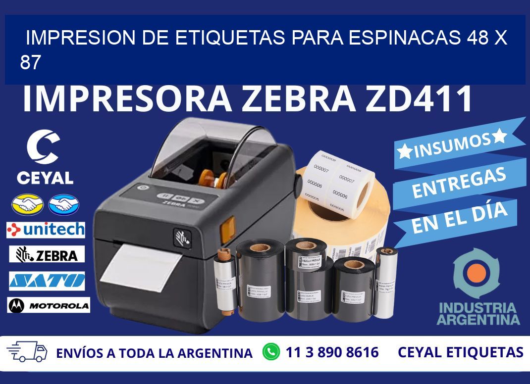 IMPRESION DE ETIQUETAS PARA ESPINACAS 48 x 87