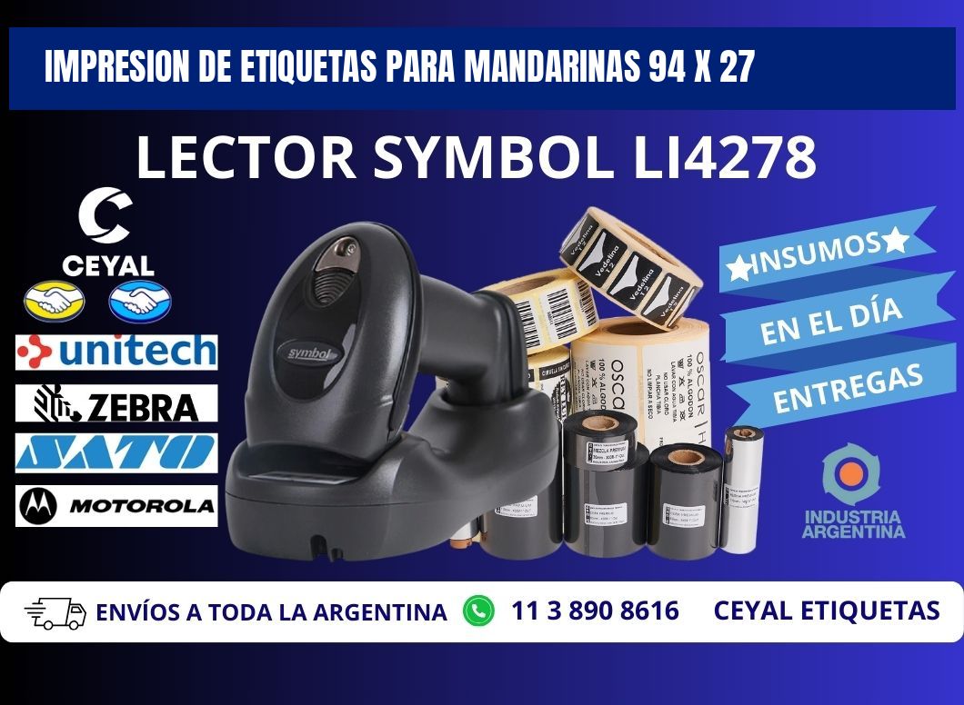 IMPRESION DE ETIQUETAS PARA MANDARINAS 94 x 27