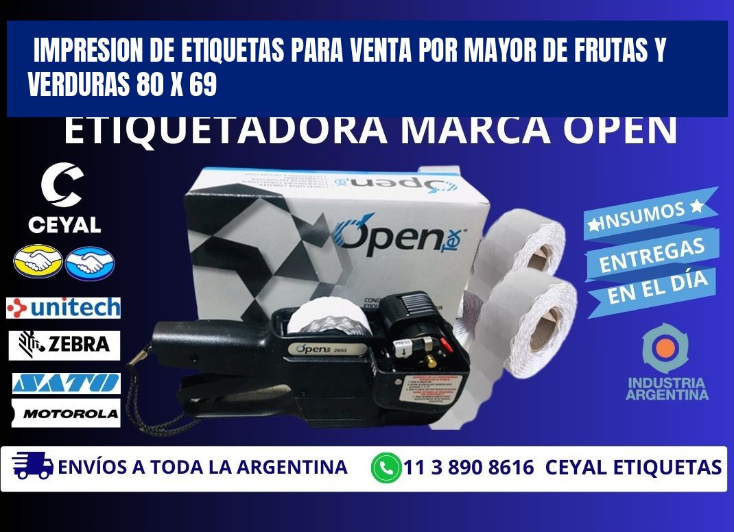 IMPRESION DE ETIQUETAS PARA VENTA POR MAYOR DE FRUTAS Y VERDURAS 80 x 69