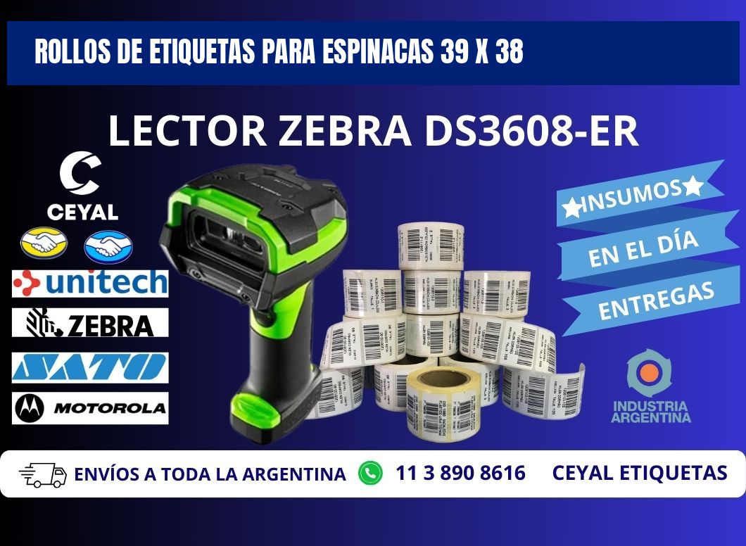 ROLLOS DE ETIQUETAS PARA ESPINACAS 39 x 38