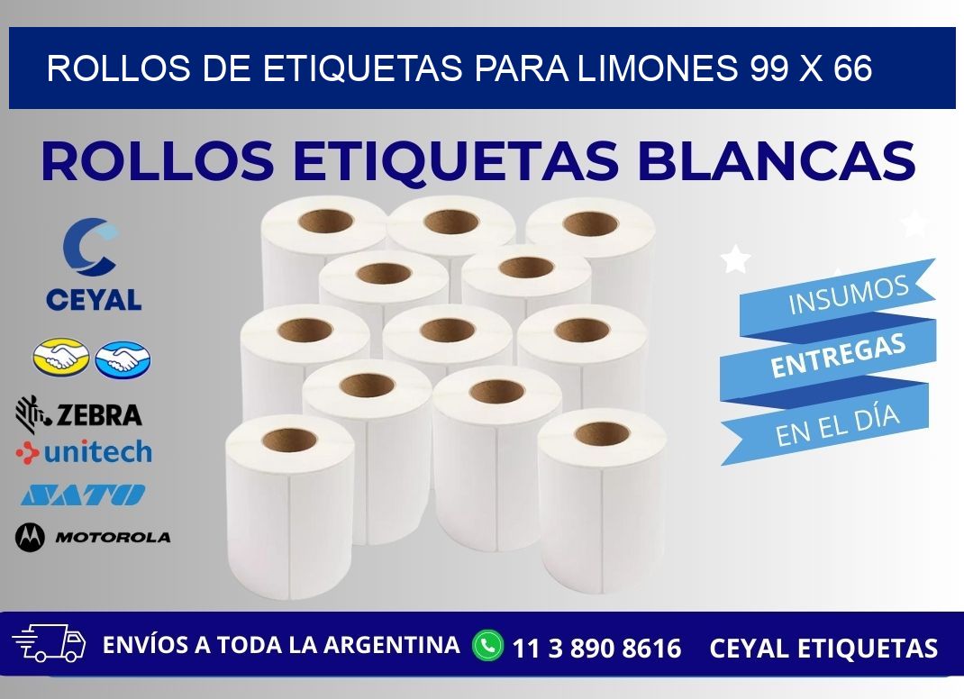ROLLOS DE ETIQUETAS PARA LIMONES 99 x 66
