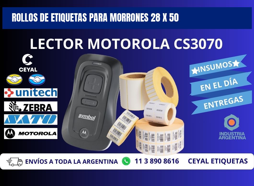 ROLLOS DE ETIQUETAS PARA MORRONES 28 x 50