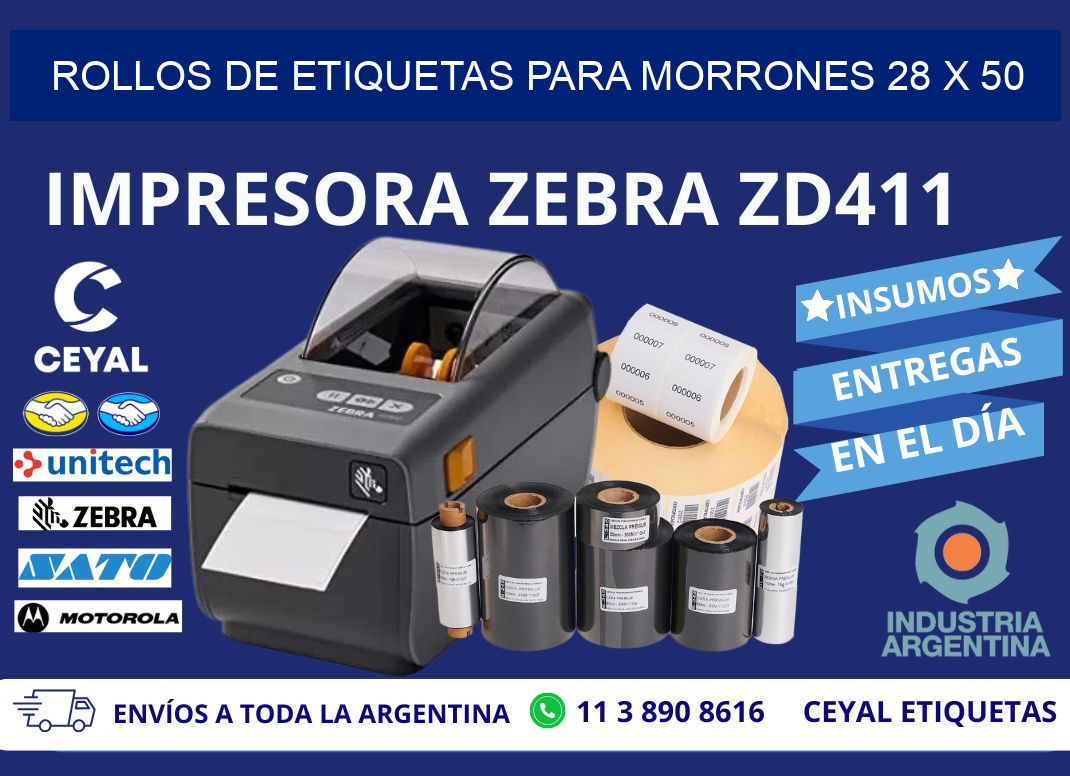 ROLLOS DE ETIQUETAS PARA MORRONES 28 x 50
