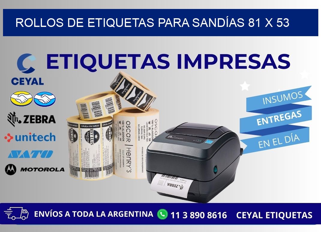 ROLLOS DE ETIQUETAS PARA SANDÍAS 81 x 53