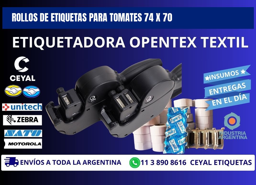 ROLLOS DE ETIQUETAS PARA TOMATES 74 x 70