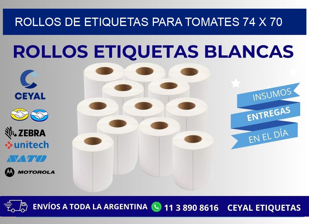 ROLLOS DE ETIQUETAS PARA TOMATES 74 x 70