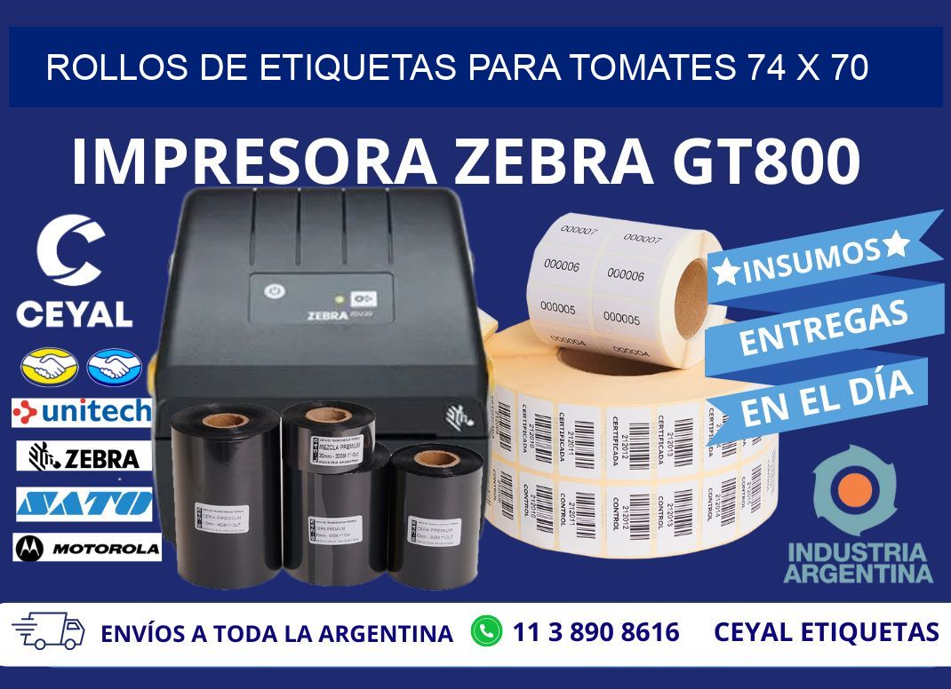 ROLLOS DE ETIQUETAS PARA TOMATES 74 x 70