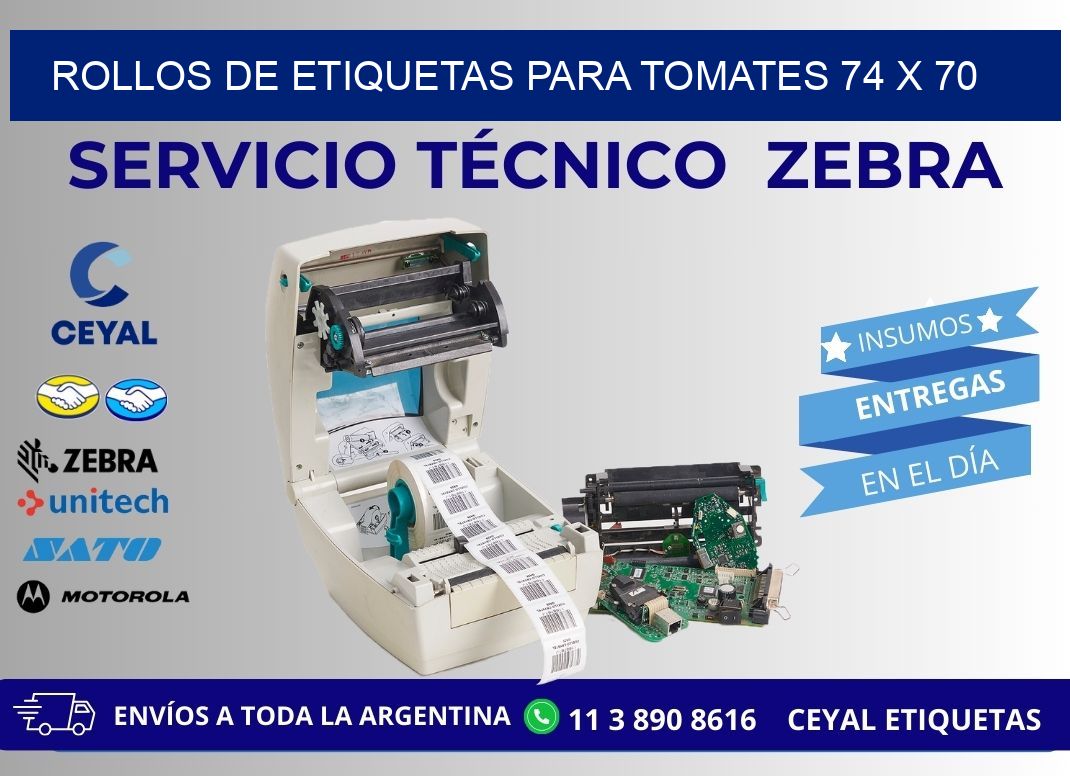 ROLLOS DE ETIQUETAS PARA TOMATES 74 x 70