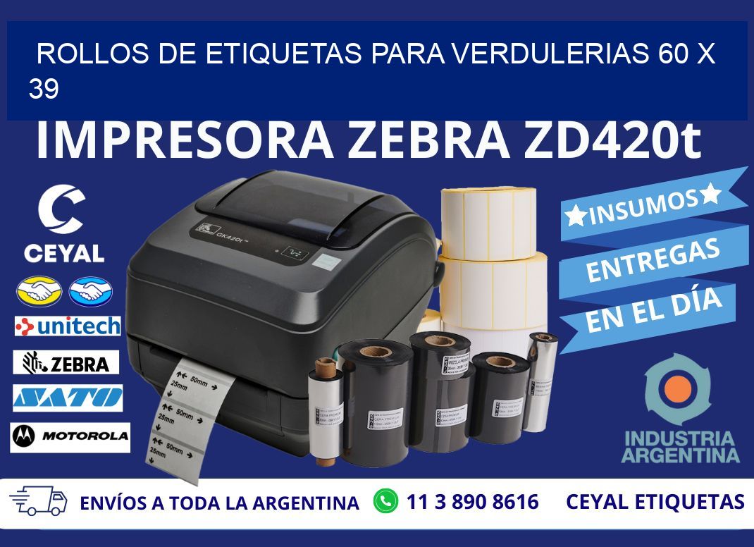 ROLLOS DE ETIQUETAS PARA VERDULERIAS 60 x 39