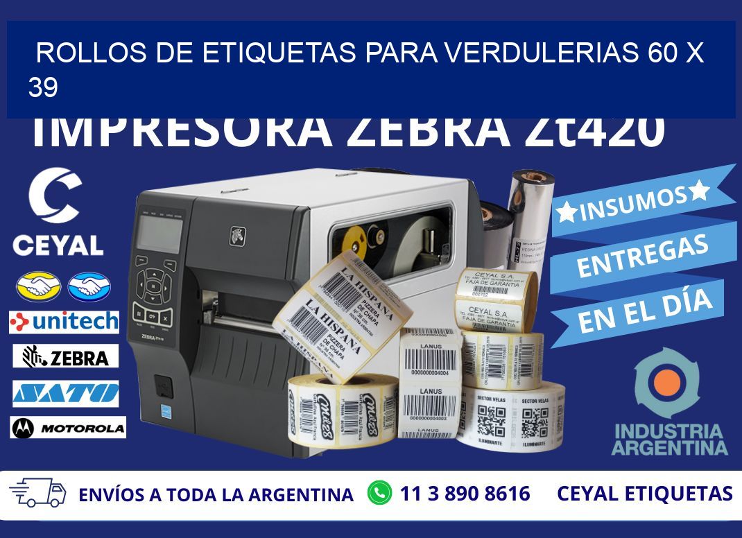 ROLLOS DE ETIQUETAS PARA VERDULERIAS 60 x 39
