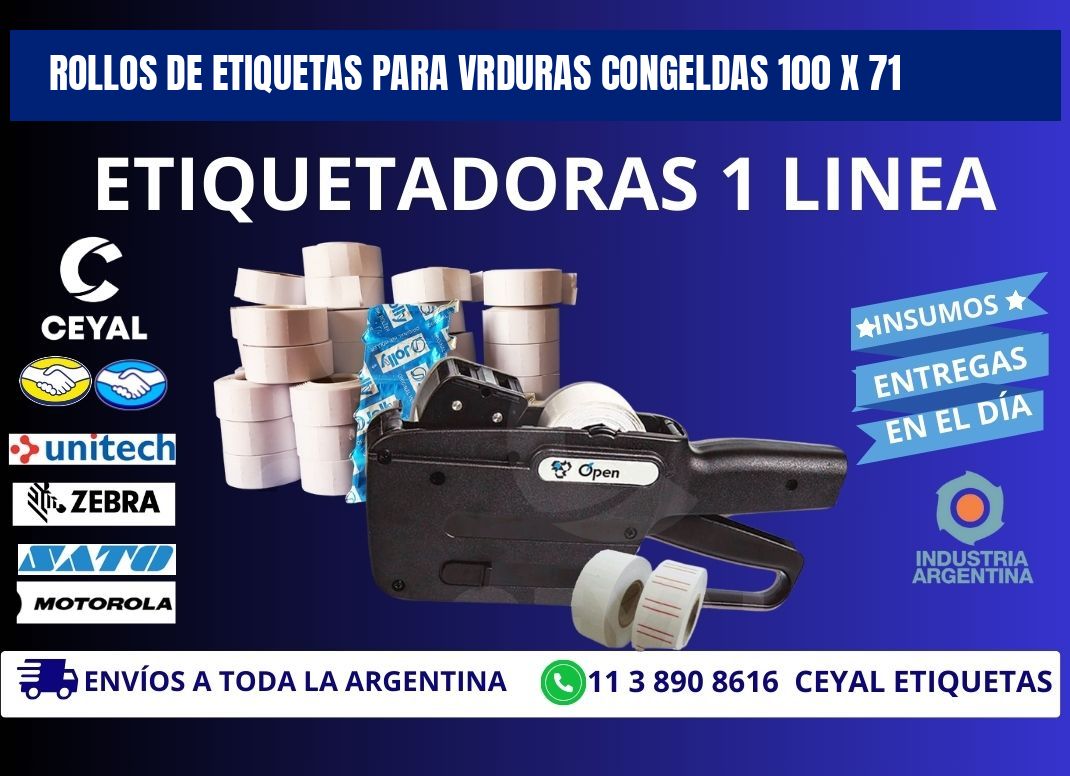 ROLLOS DE ETIQUETAS PARA VRDURAS CONGELDAS 100 x 71