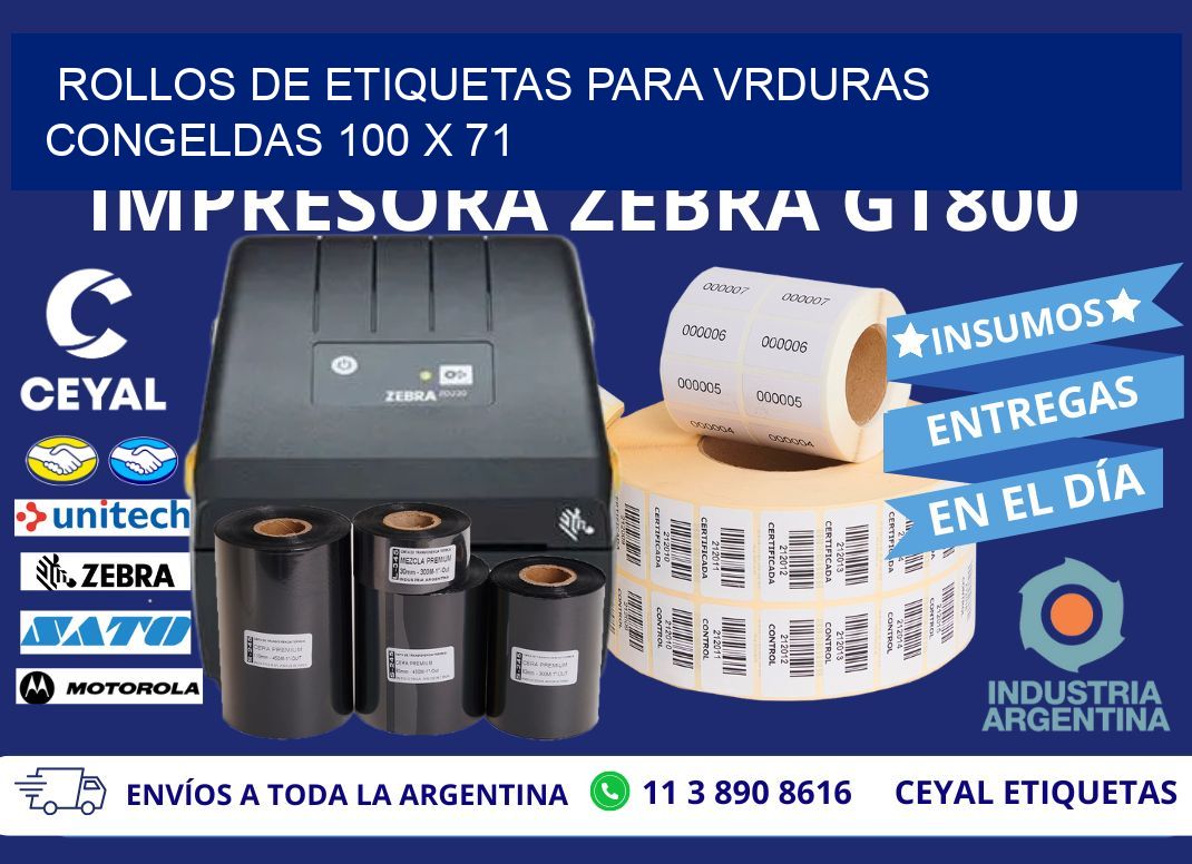 ROLLOS DE ETIQUETAS PARA VRDURAS CONGELDAS 100 x 71