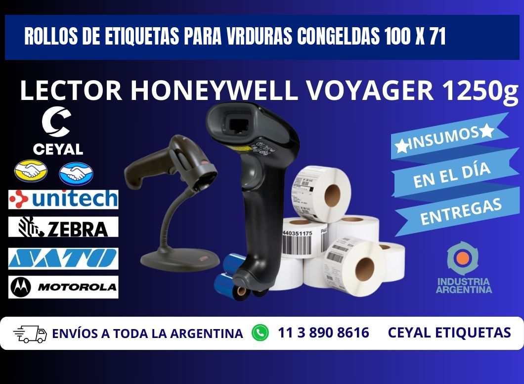 ROLLOS DE ETIQUETAS PARA VRDURAS CONGELDAS 100 x 71