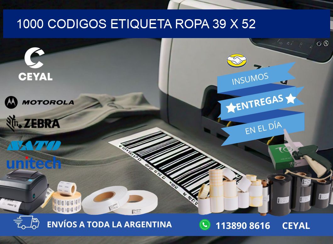 1000 CODIGOS ETIQUETA ROPA 39 x 52
