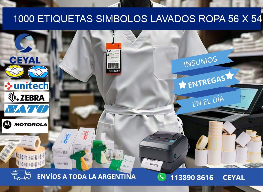 1000 ETIQUETAS SIMBOLOS LAVADOS ROPA 56 x 54