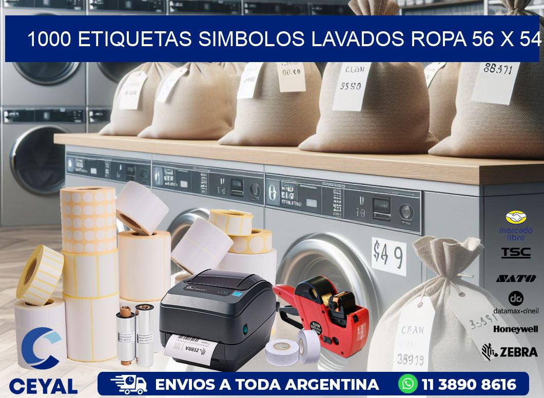 1000 ETIQUETAS SIMBOLOS LAVADOS ROPA 56 x 54