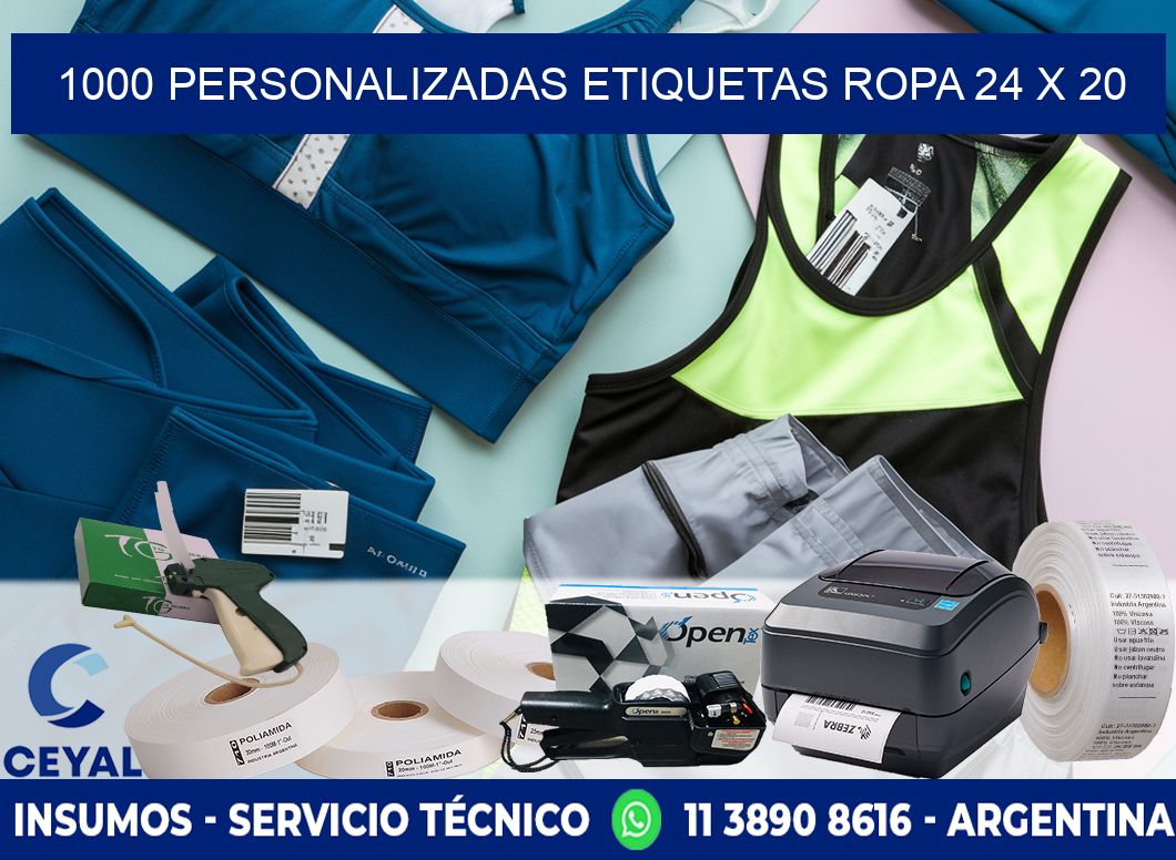 1000 PERSONALIZADAS ETIQUETAS ROPA 24 x 20