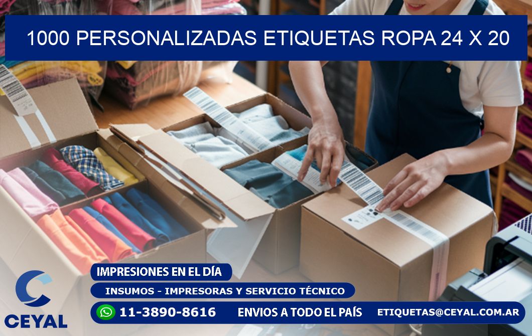 1000 PERSONALIZADAS ETIQUETAS ROPA 24 x 20