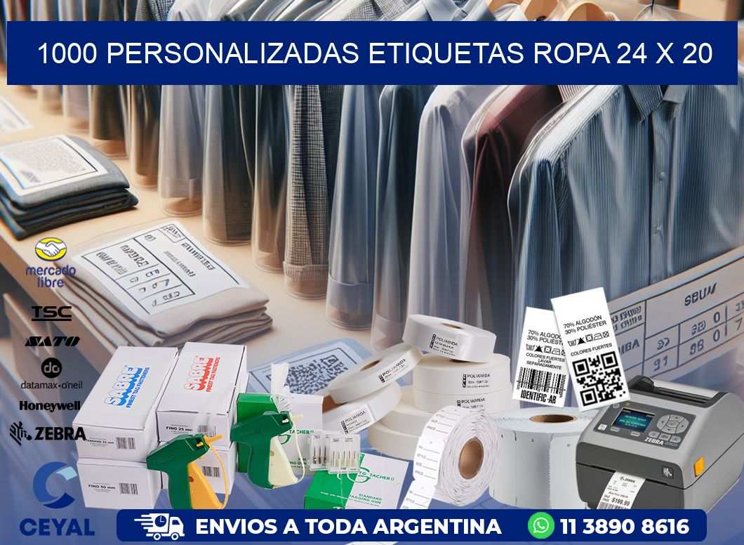 1000 PERSONALIZADAS ETIQUETAS ROPA 24 x 20