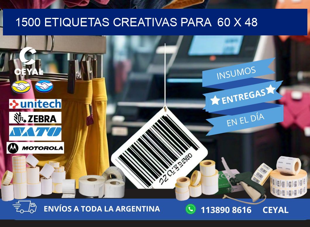 1500 ETIQUETAS CREATIVAS PARA  60 x 48