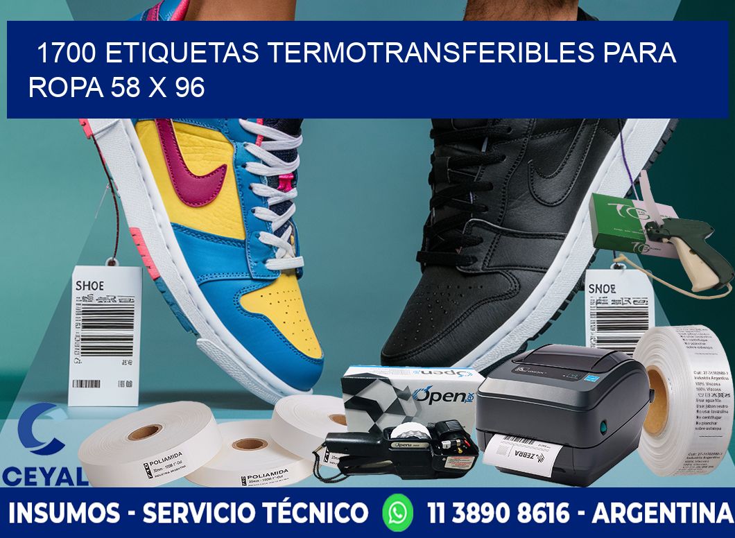 1700 ETIQUETAS TERMOTRANSFERIBLES PARA ROPA 58 x 96