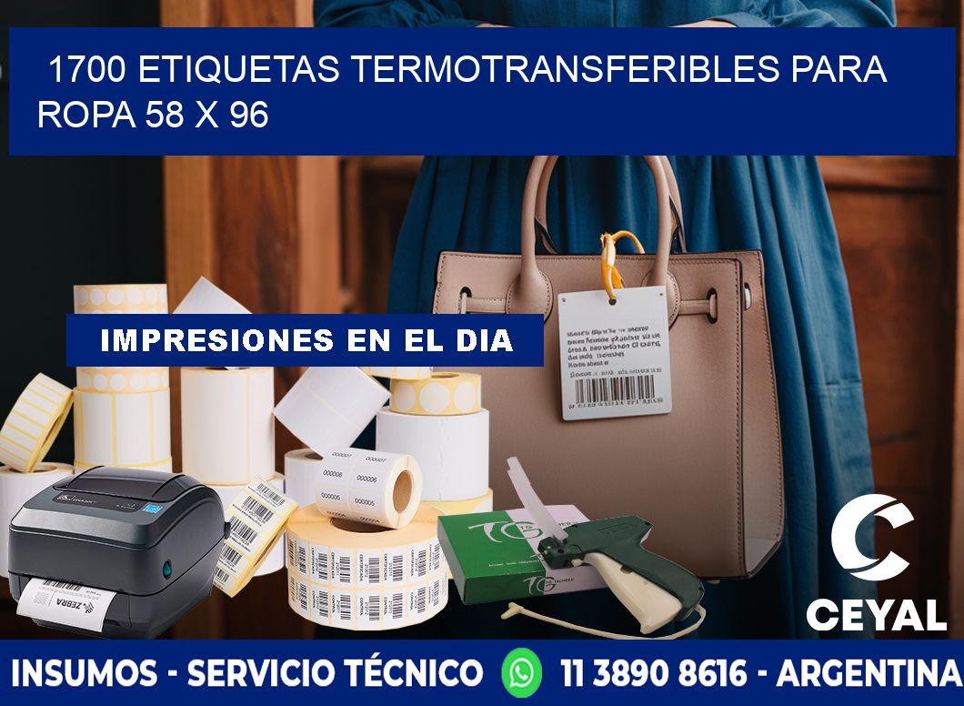 1700 ETIQUETAS TERMOTRANSFERIBLES PARA ROPA 58 x 96