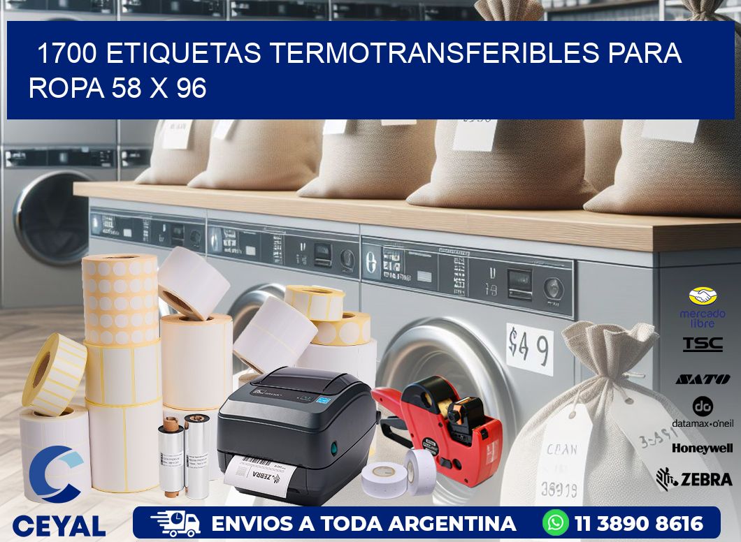 1700 ETIQUETAS TERMOTRANSFERIBLES PARA ROPA 58 x 96