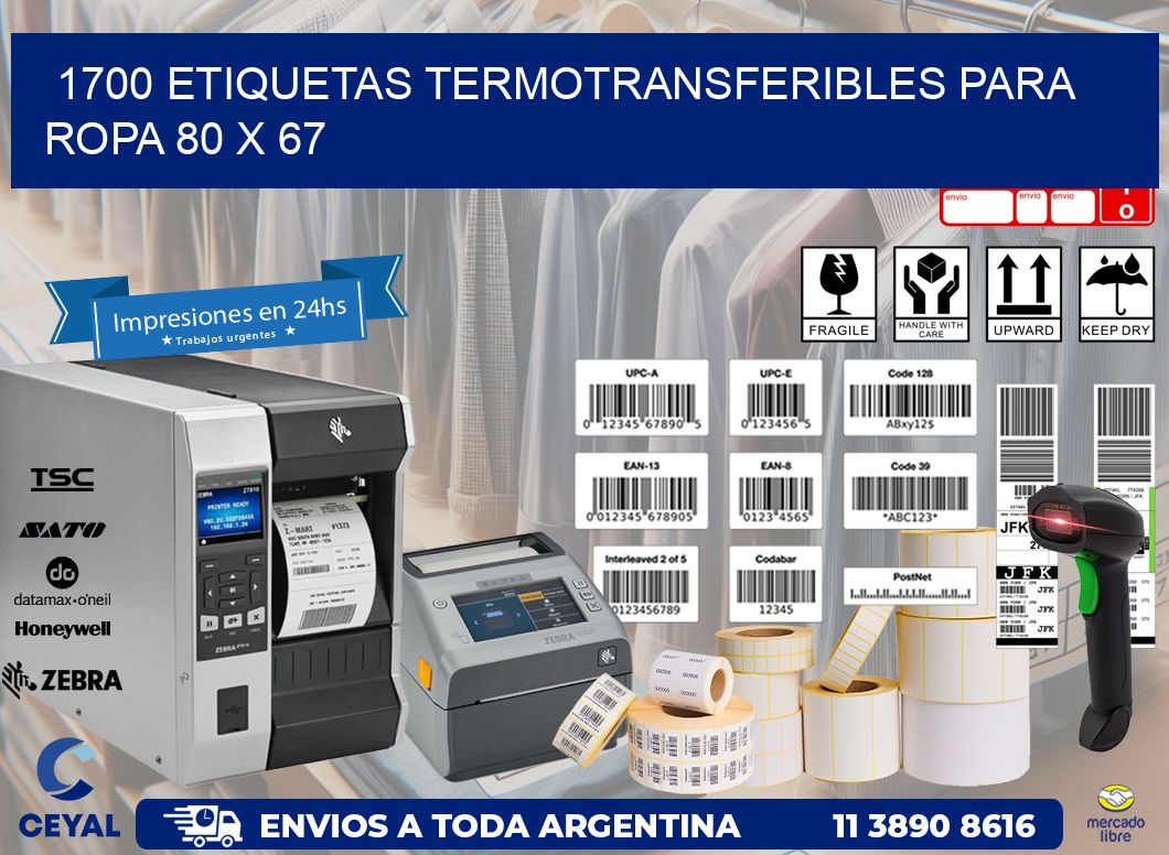 1700 ETIQUETAS TERMOTRANSFERIBLES PARA ROPA 80 x 67