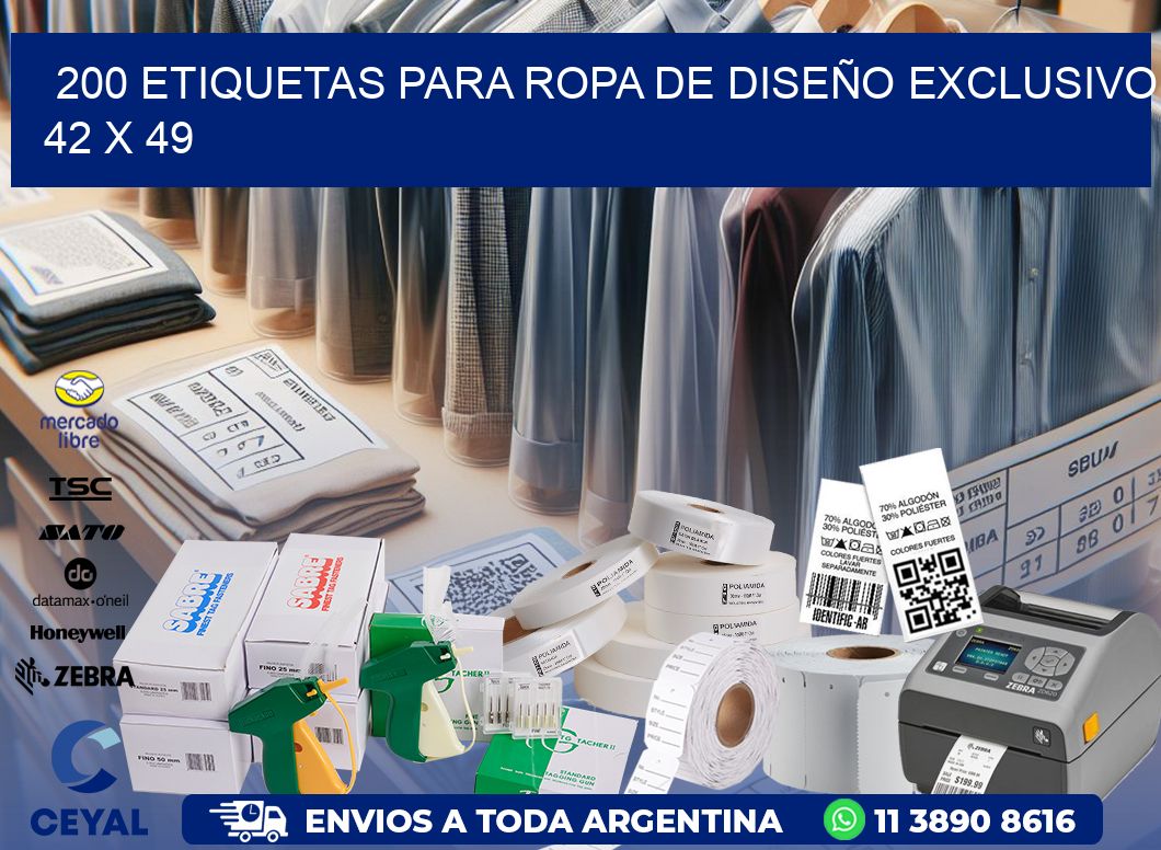 200 ETIQUETAS PARA ROPA DE DISEÑO EXCLUSIVO 42 x 49